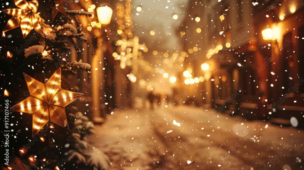 New Year's bright background Winter Christmas and New Year's lights bokeh night city. Festive winter streets New Year's bright background Winter Christmas and New Year's lights bokeh night city. Festive winter streets