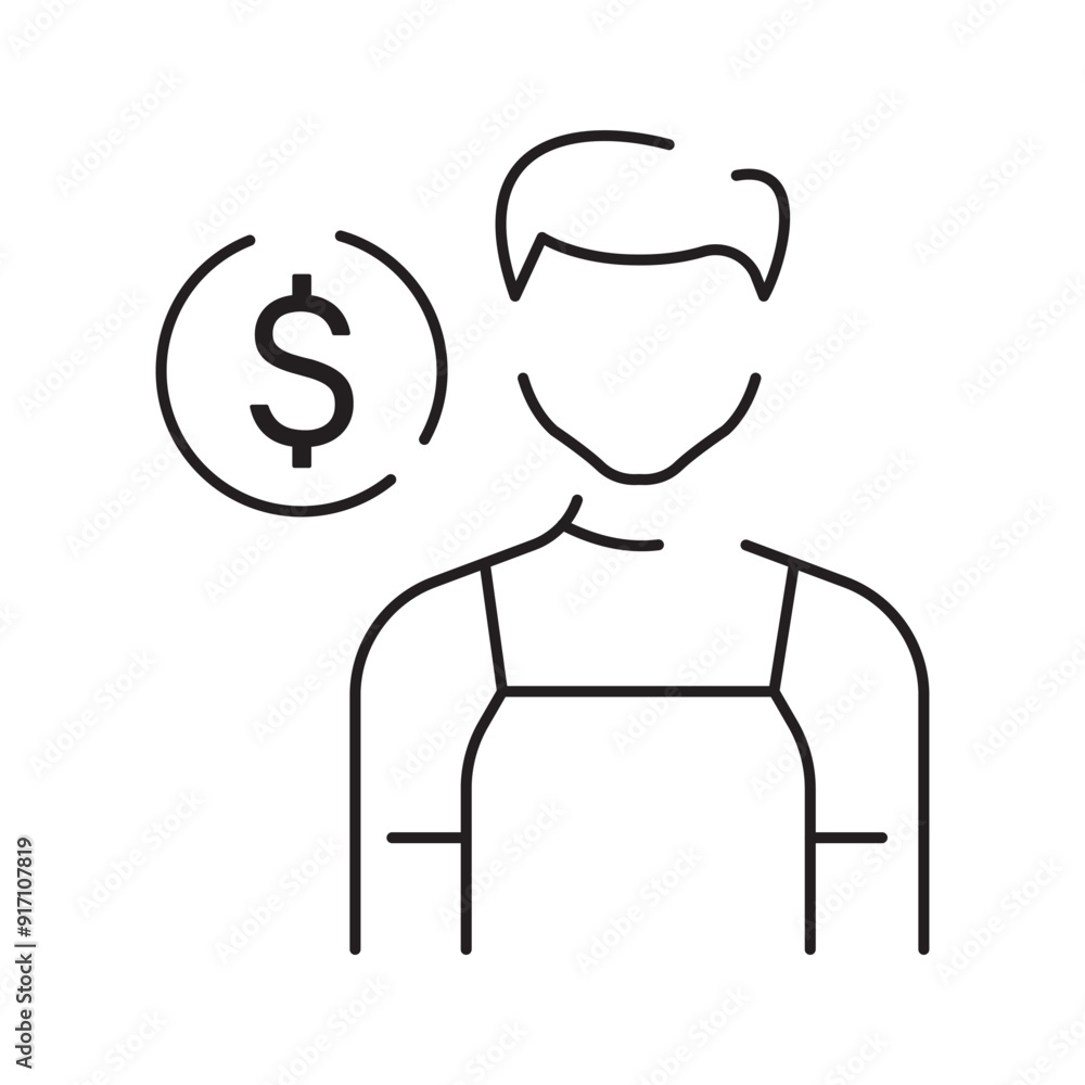 Cashier and Cash register line icon design. Payment service machine sign and symbol Cashier and Cash register line icon design. Payment service machine sign and symbol