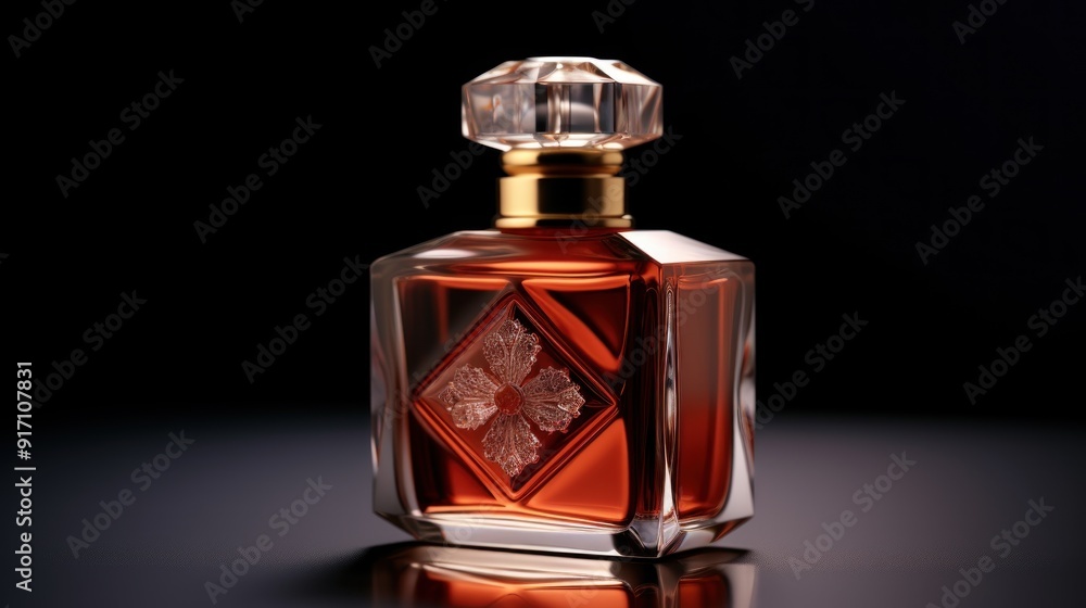 Elegant Perfume Bottle with Gold Accents Elegant Perfume Bottle with Gold Accents