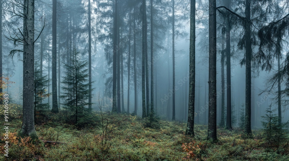 Naklejka premium Misty Forest