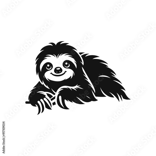 Charming Sloth Silhouette Vector Art – Great for Eco-Friendly Logos and Illustrations