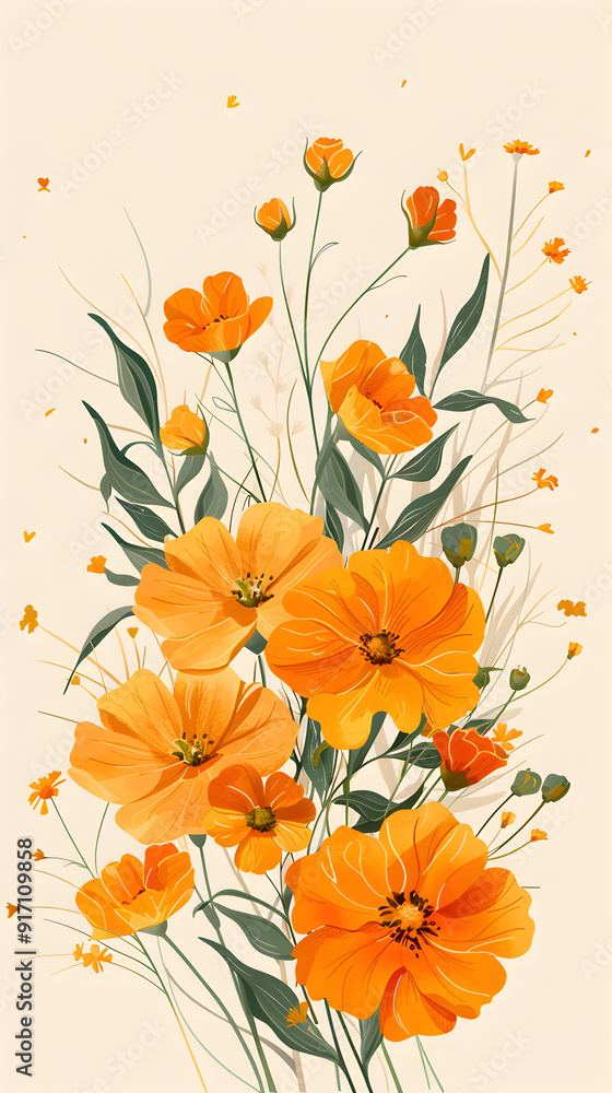 Naklejka premium Marigold bouquet on background illustration
