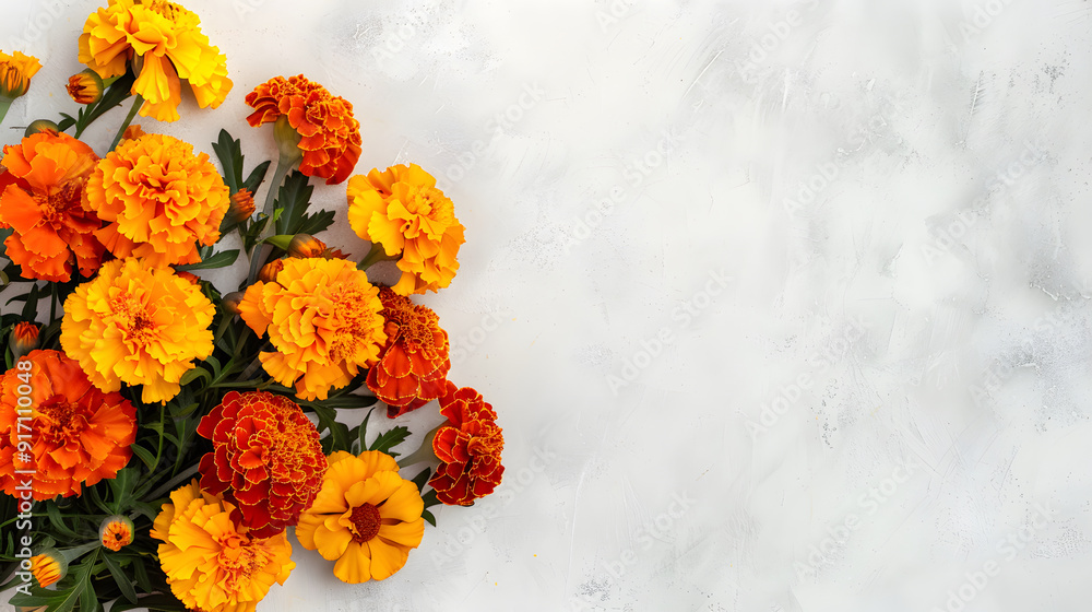 Fototapeta premium Marigold bouquet on background illustration