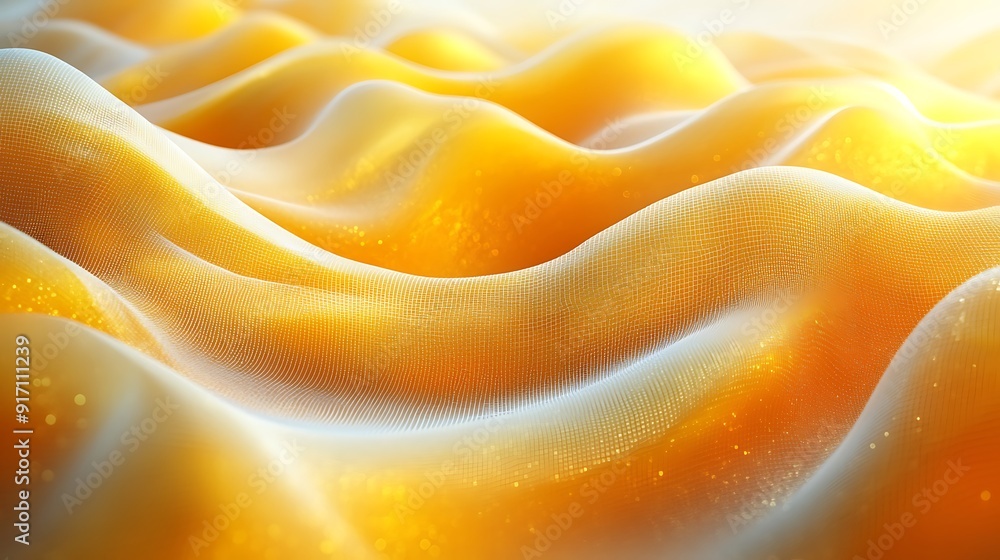 Abstract golden wave with grid texture and bokeh lights. Abstract golden wave with grid texture and bokeh lights.