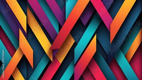 Wallpaper Mural Geometric Abstract Lines With Sharp Edges And Vibrant Colors Torontodigital.ca