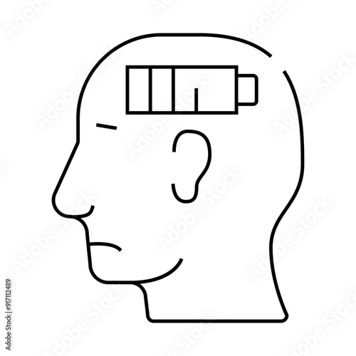 lack of strength neurosis, low battery line icon vector. lack of strength neurosis, low battery sign. isolated contour symbol black illustration