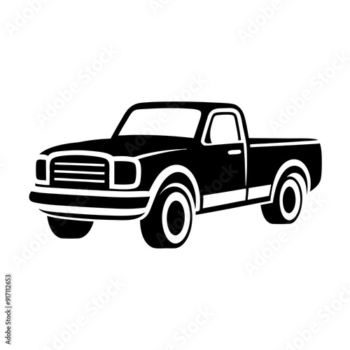 Pickup truck logo design silhouette vector illustration