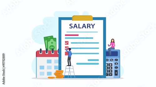 Salary vector concept. 2d video animation 4k clip.