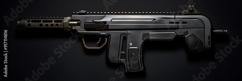 The Futuristic Design: A Detailed Top-View Showcase of the Popular FN P90 Submachine Gun photo