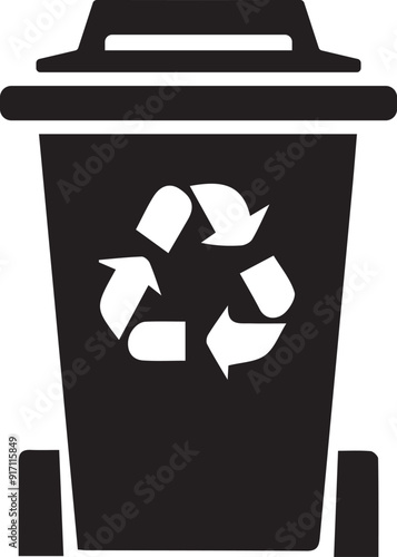 recycling bin silhouettes vector illustration.