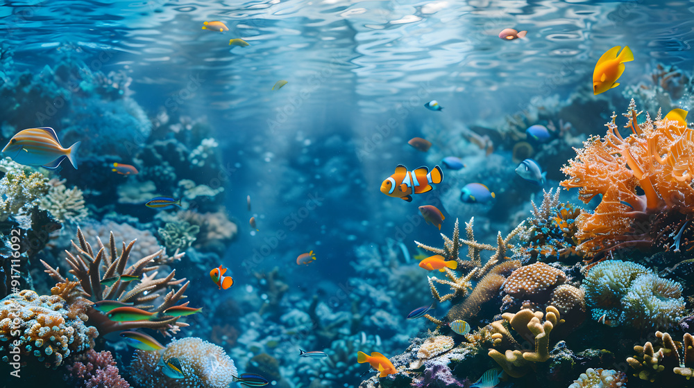 Naklejka premium Marine background with background illustration