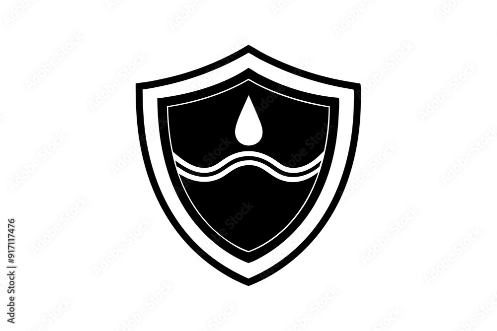 Water shield logo silhouette vector design on white background Water shield logo silhouette vector design on white background