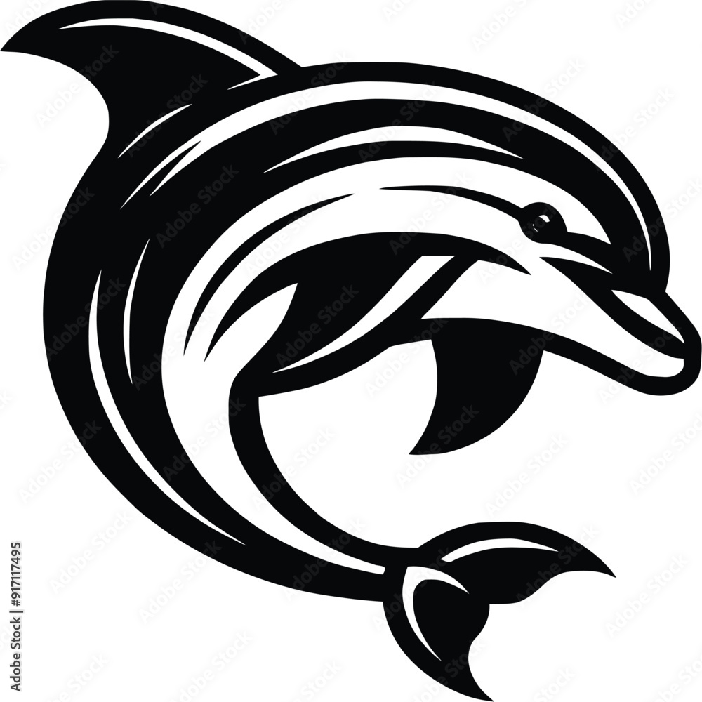 Obraz premium Dolphin silhouette vector design template