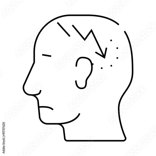 lightning neurosis or headache pain line icon vector. lightning neurosis or headache pain sign. isolated contour symbol black illustration