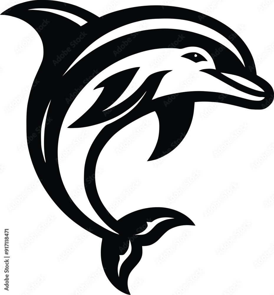 Naklejka premium Dolphin silhouette vector design template