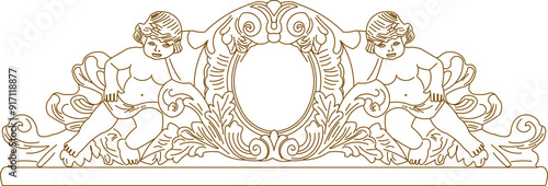 Vector sketch illustration silhouette design decorative ornament classic vintage ethnic traditional floral Neoclassical Style Decor