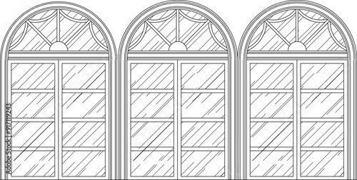 Vector sketch illustration of the silhouette of an old window construction design, classic vintage, Greek, Roman, ethnicity