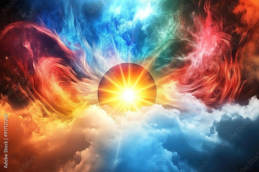 Star of Bethlehem Amid Chaotic Cosmic Clouds: Abstract Celestial Scene for Holiday and Spiritual Design Star of Bethlehem Amid Chaotic Cosmic Clouds: Abstract Celestial Scene for Holiday and Spiritual Design