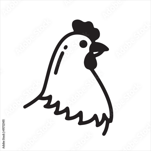 hen head outline line art vector on white background