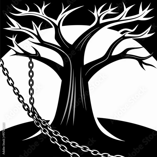 save tree silhouette with roots