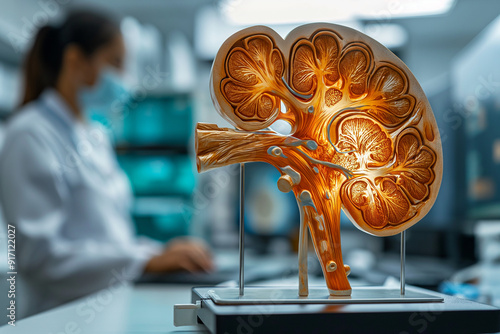 Chronic kidney disease.Doctor and patient discuss kidney problems such as gallstones, glomerulonephritis, acute chronic kidney disease, infections, ureteral abnormalities, cysts, urinary tract cancer photo