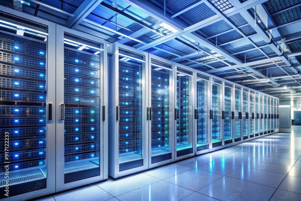 A sleek and modern server room with crisp white walls, brilliant fluorescent lighting, and cutting-edge technology, including rows of servers, switches, and routers, expertly organized. A sleek and modern server room with crisp white walls, brilliant fluorescent lighting, and cutting-edge technology, including rows of servers, switches, and routers, expertly organized.