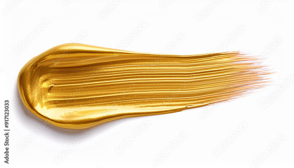 Luxurious Gold Paint Stroke on White Background. Vibrant Metallic Brushstroke Textured with Shimmering Highlights and Smooth Gradation, Rich Lustrous Pigmentation in Motion Luxurious Gold Paint Stroke on White Background. Vibrant Metallic Brushstroke Textured with Shimmering Highlights and Smooth Gradation, Rich Lustrous Pigmentation in Motion