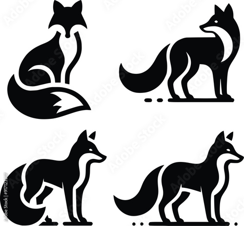 Fox silhouette design template 
