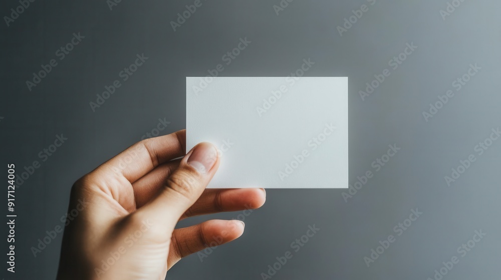A hand confidently holds a blank card A hand confidently holds a blank card