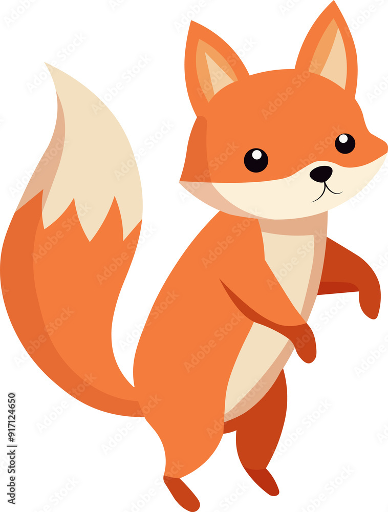 Obraz premium Cute Cartoon Fox | High Resolution, Isolated on Transparent Background