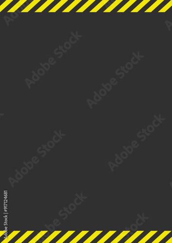 黒い背景に黄色のストライプのシンプルな縦長のフレーム - 防災･警告･危険のイメージ - A判比率