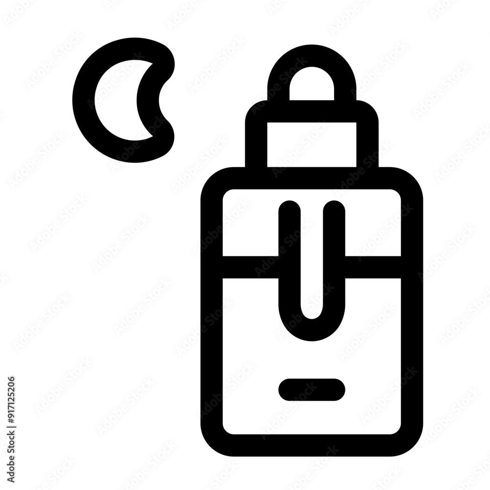 Night Serum Line Icon. Single icon, line vector icon Night Serum Line Icon. Single icon, line vector icon