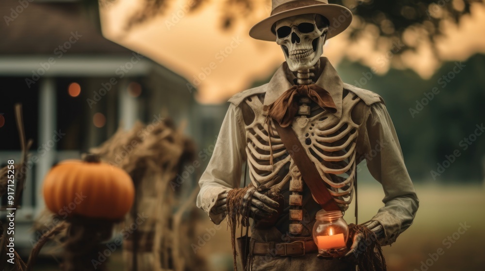 Skeleton in Cowboy Outfit with Lantern Skeleton in Cowboy Outfit with Lantern