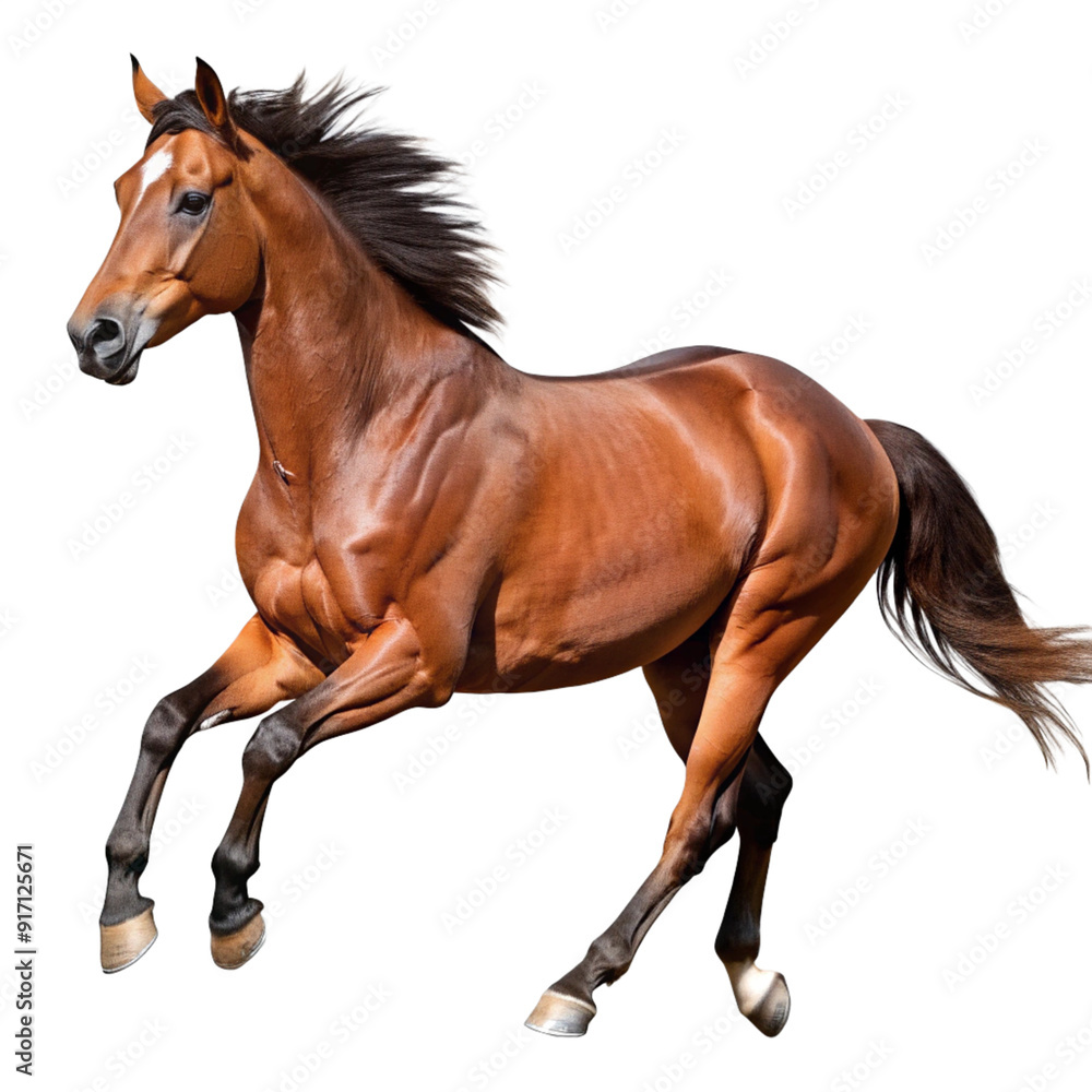 Obraz premium running brown horse isolated on transparent background cutout