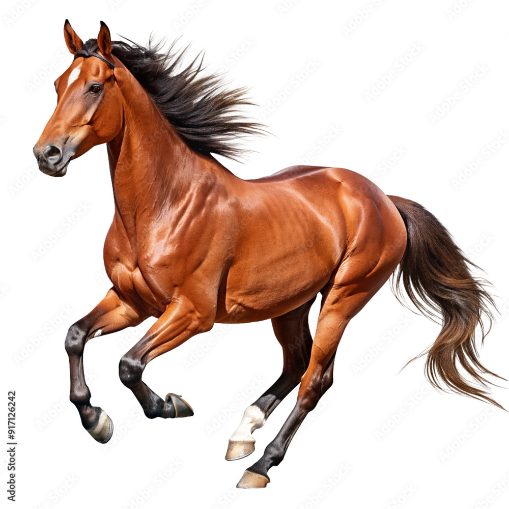 Obraz premium running brown horse isolated on transparent background cutout