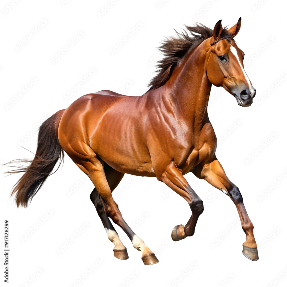 Fototapeta premium running brown horse isolated on transparent background cutout