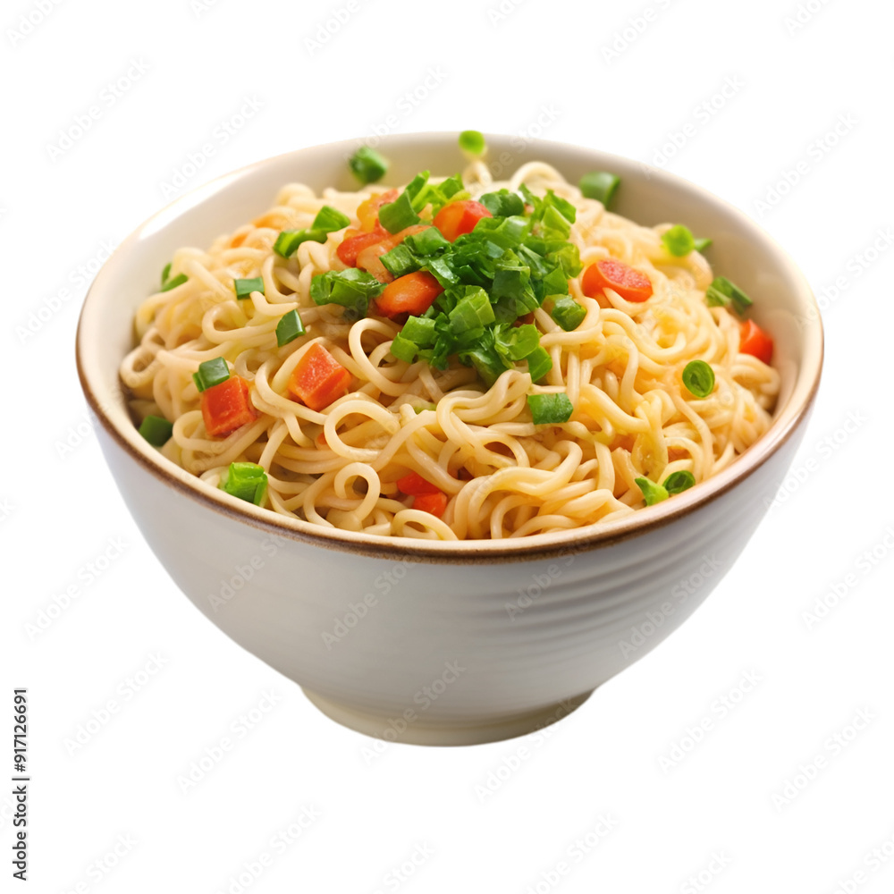 Instant noodle in white bowl