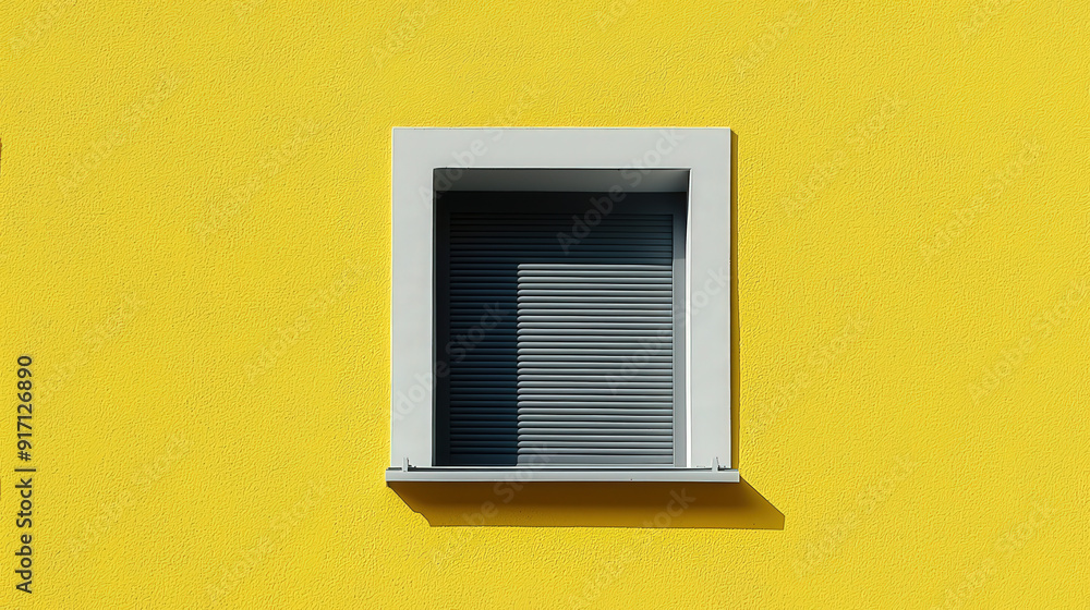 Bright yellow wall with a window in sunlight Bright yellow wall with a window in sunlight