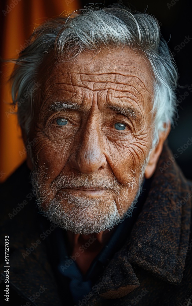 A man with a beard and gray hair is looking at the camera. He has a serious expression on his face A man with a beard and gray hair is looking at the camera. He has a serious expression on his face