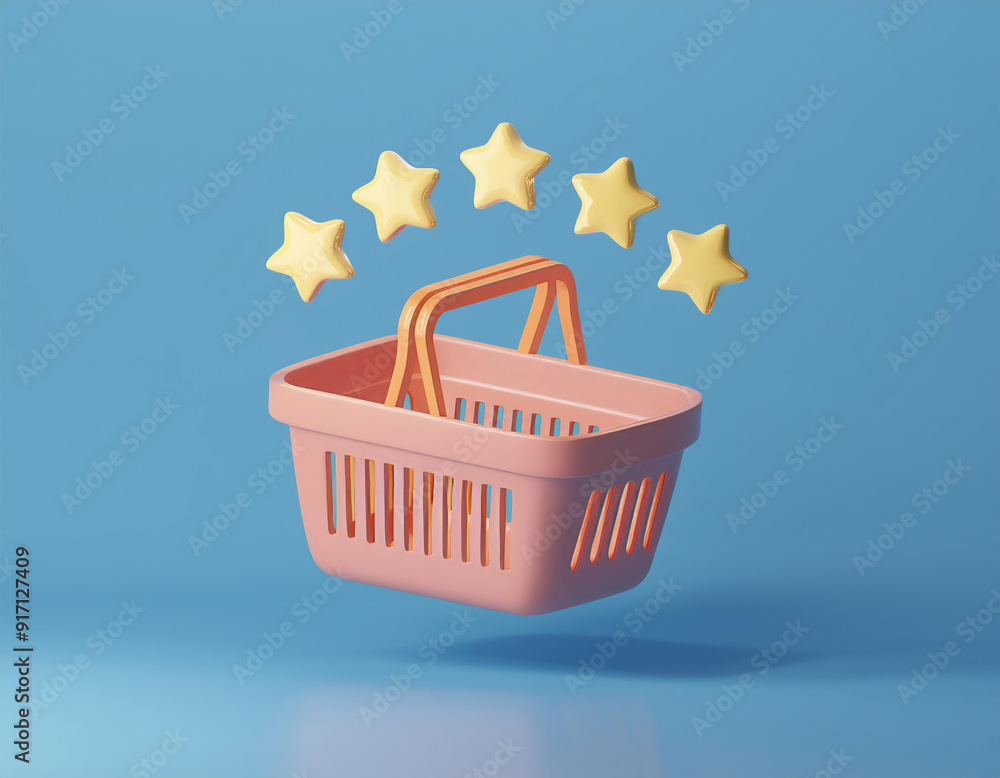Fototapeta premium A shopping basket with a five star rating