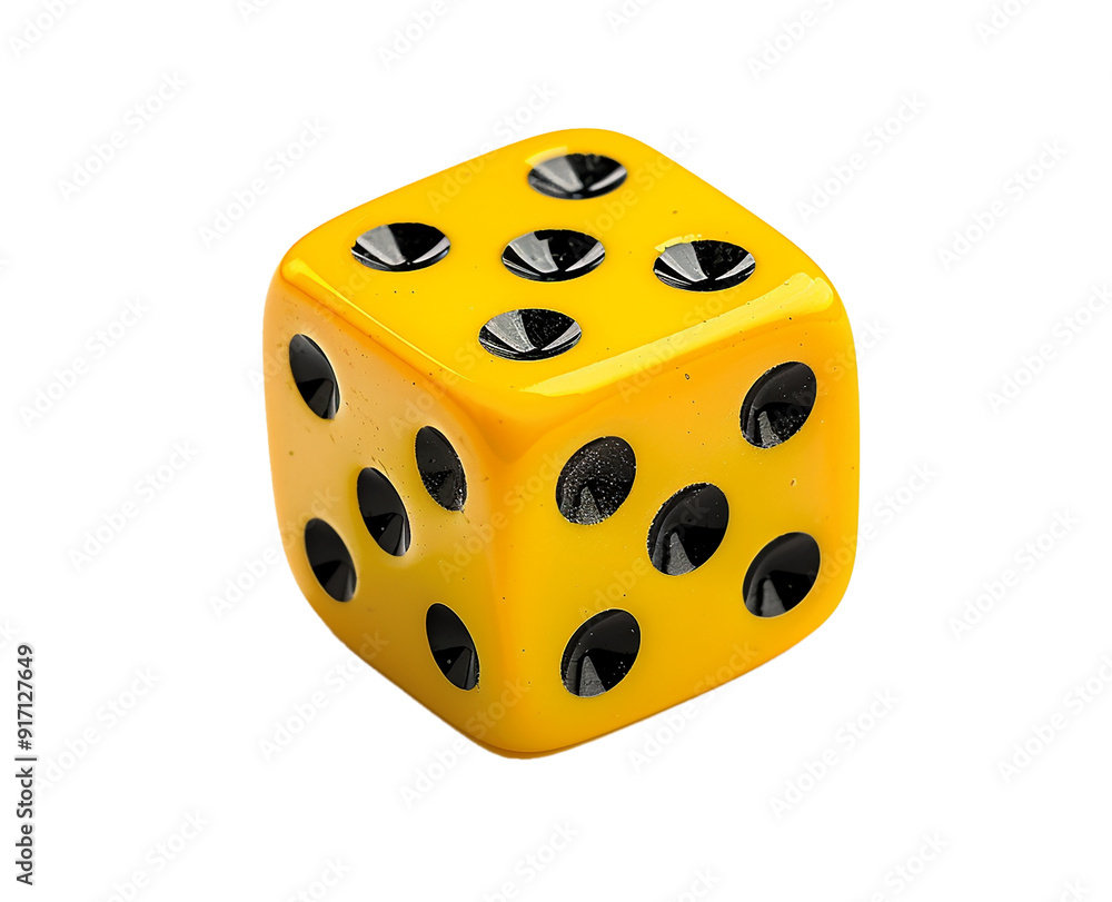 Yellow dice with black dots, isolated on the background, white color, white background, png style, no shadow , high resolution photography isolated on a transparent background Yellow dice with black dots, isolated on the background, white color, white background, png style, no shadow , high resolution photography isolated on a transparent background