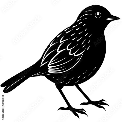 Schilderij op canvas Silhouette of Dunnock bird