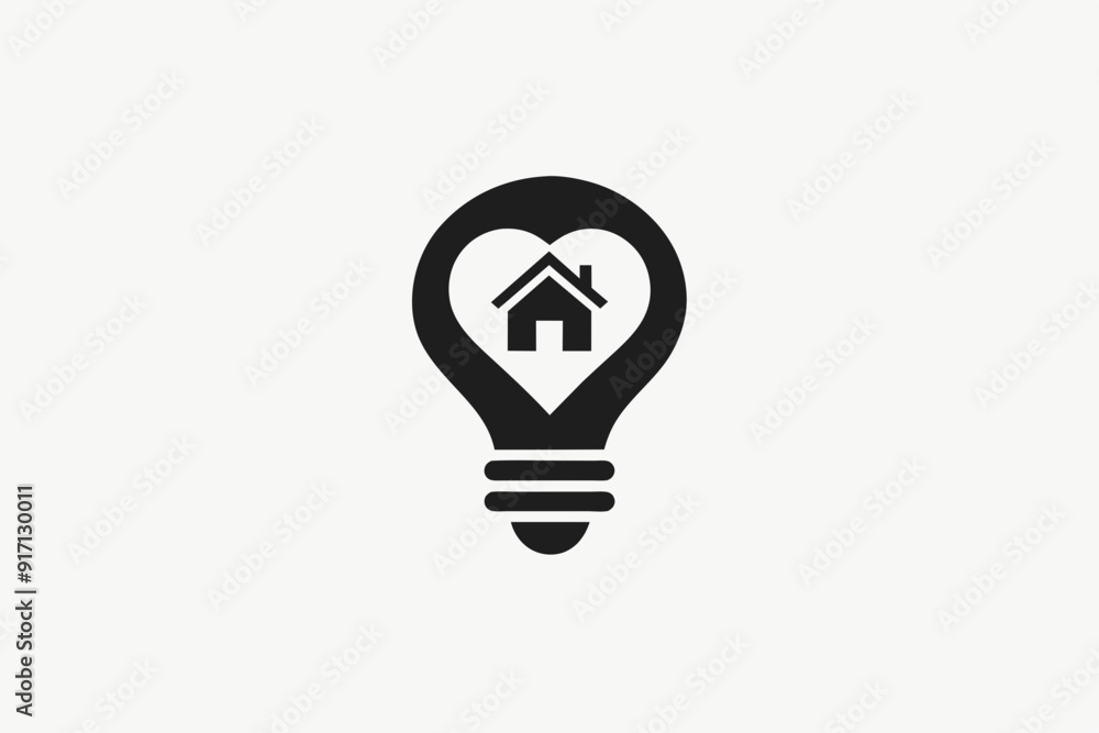 a flat vector logo of a light bulb with a house a flat vector logo of a light bulb with a house