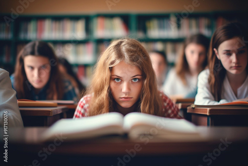 Image illustrating the return to school with students resuming their studies. In the classroom.