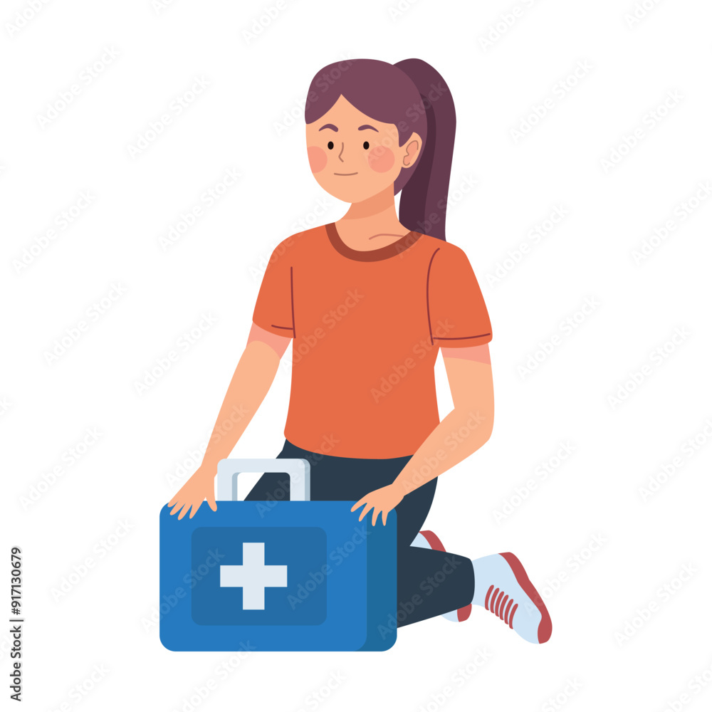 female character with first aid kit female character with first aid kit