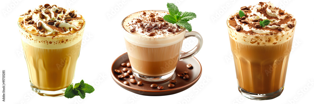 Set of 3 Peppermint Mocha on a Transparent Background, drink, beverage, coffee, hot, ice, cocktail, alcoholic, smoothie, party, bar, juice, pub, png file, cut off bg, 300 dpi Set of 3 Peppermint Mocha on a Transparent Background, drink, beverage, coffee, hot, ice, cocktail, alcoholic, smoothie, party, bar, juice, pub, png file, cut off bg, 300 dpi