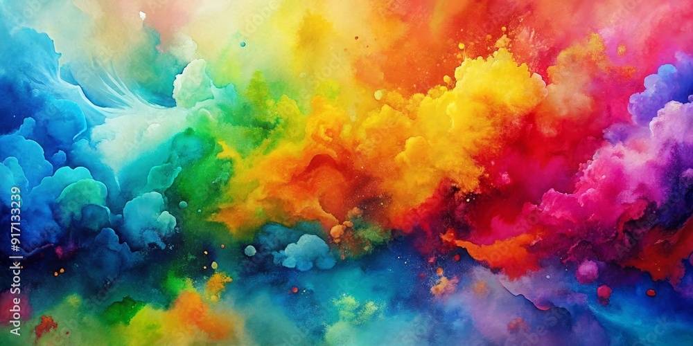 Fototapeta premium Abstract Watercolor Explosion, vibrant, colorful, artwork, painting