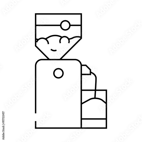 crusher device for production peanut, press machine line icon vector. crusher device for production peanut, press machine sign. isolated contour symbol black illustration