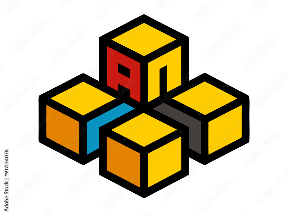 Vibrant Logo Design with Interlocking Building Blocks for Construction and Growth Vibrant Logo Design with Interlocking Building Blocks for Construction and Growth
