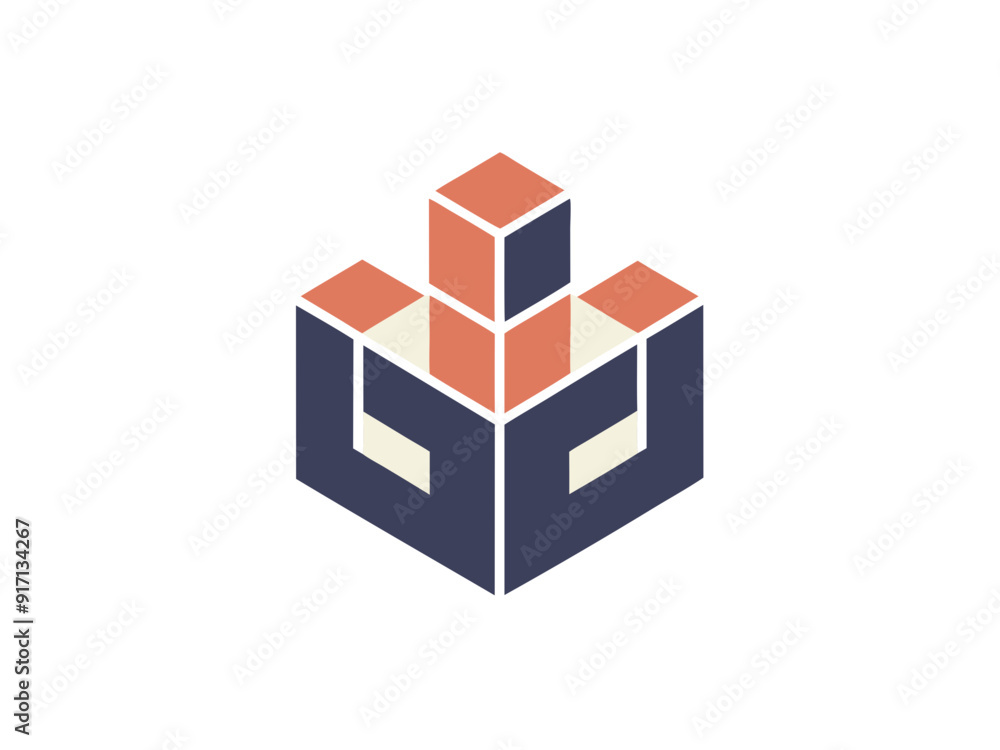 Vibrant Logo Design with Interlocking Building Blocks for Construction and Growth Vibrant Logo Design with Interlocking Building Blocks for Construction and Growth